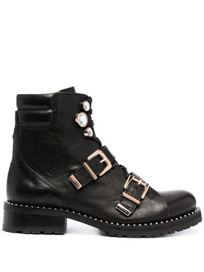 Shop Sophia Webster Ziggy Biker Ankle Boots In Black