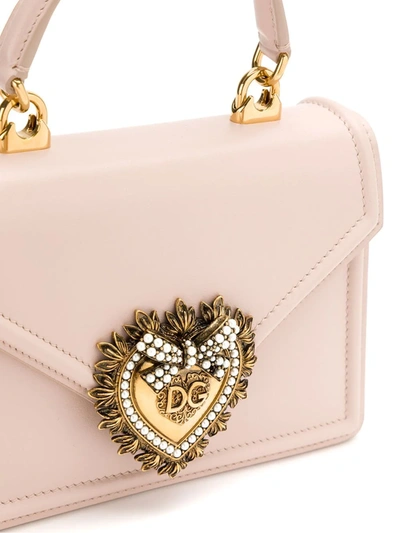 Shop Dolce & Gabbana Small Devotion Leather Top-handle Bag In Pink