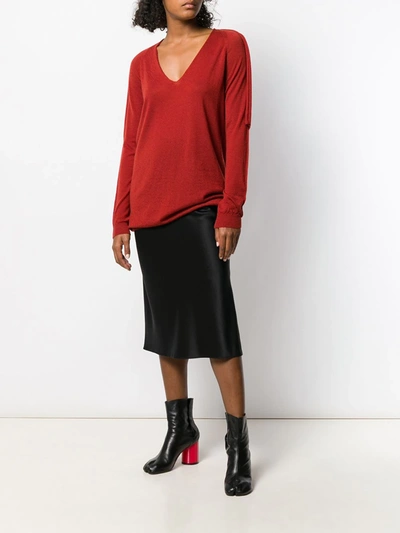 Shop Rick Owens Cashmere V-neck Knitted Sweater In Orange