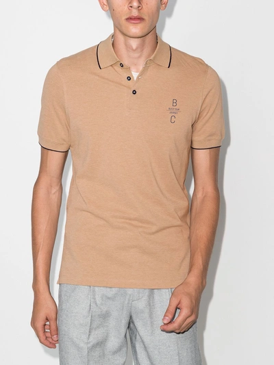 Shop Brunello Cucinelli Logo-embroidered Short-sleeve Polo Shirt In Brown
