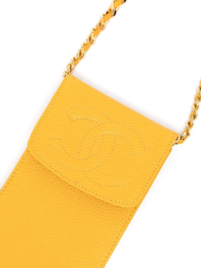 Pre-owned Chanel 1997 Cc Logo-embossed Mini Bag In Yellow