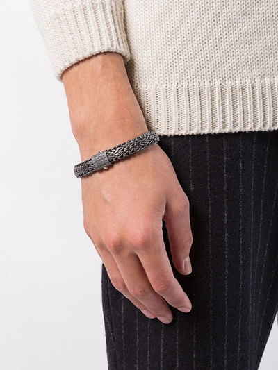 John Hardy Silver And Black Rhodium Classic Chain Flat Chain Bracelet In Metallic