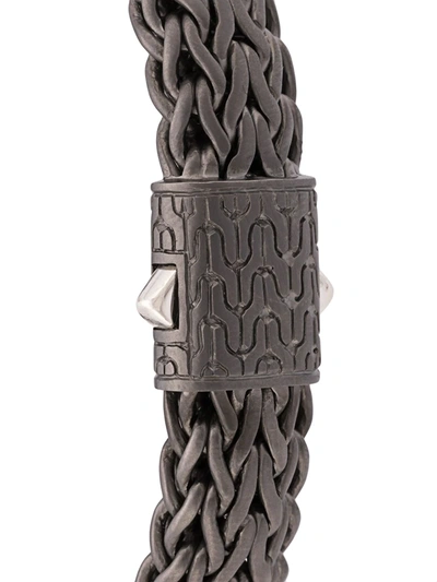 John Hardy Silver And Black Rhodium Classic Chain Flat Chain Bracelet In Metallic