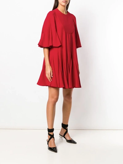 Shop Valentino Pleated Mini Dress In Red