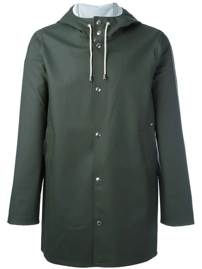 Shop Stutterheim Drawstring Hood Raincoat In Green