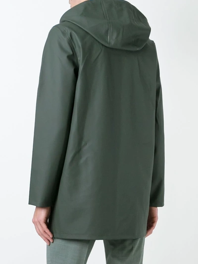 Stutterheim Drawstring Hood Raincoat In Green