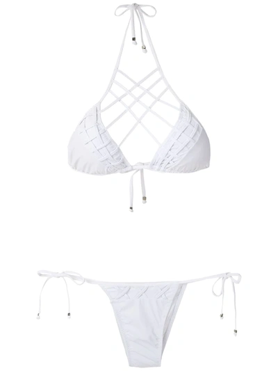 Shop Amir Slama Strappy Bikini Set In White