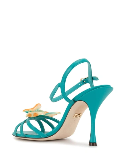 Shop Dolce & Gabbana Butterfly Appliqué Sandals In Green