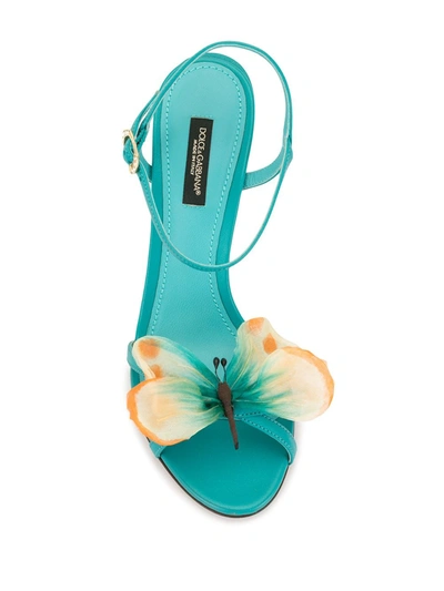 Shop Dolce & Gabbana Butterfly Appliqué Sandals In Green