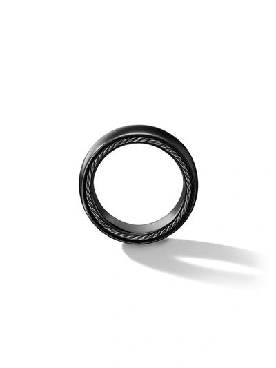 David Yurman Men's Black Titanium & Silver Streamline Wide Band Ring In Tb