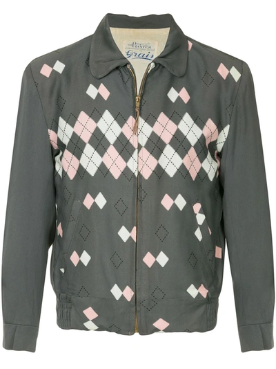 Pre-owned Fake Alpha Vintage 1950's Argyle Jacket In Grey