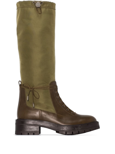 Shop Aquazzura Rain 45mm Knee-high Boots In Green