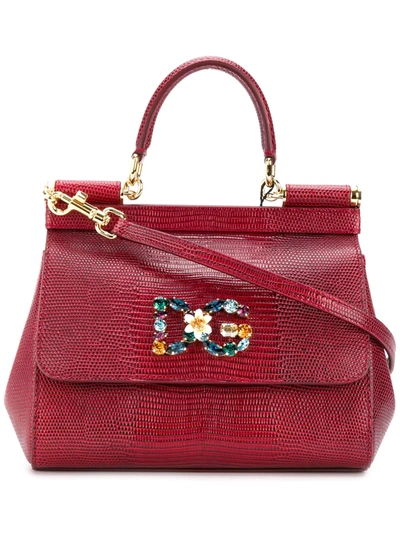 Shop Dolce & Gabbana Small Sicily Tote Bag In Red