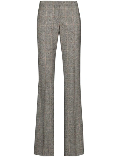 Shop Alexander Mcqueen Prince Of Wales Wool Trousers In Grey