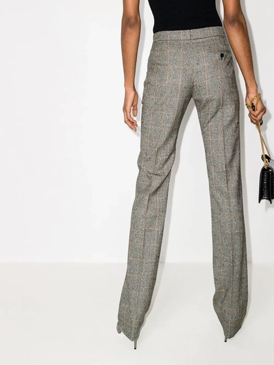 Shop Alexander Mcqueen Prince Of Wales Wool Trousers In Grey