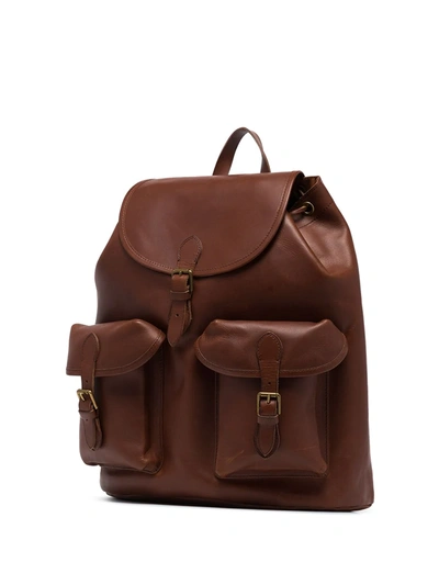 Shop Polo Ralph Lauren Heritage Leather Backpack In Brown