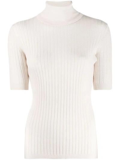 Shop Cashmere In Love Roll-neck Pullover Top In Neutrals