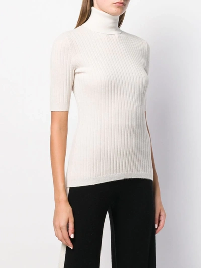 Cashmere In Love Roll-neck Pullover Top In Neutrals