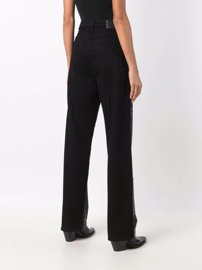 Shop Philipp Plein High-waisted Sequined Jeans In Black
