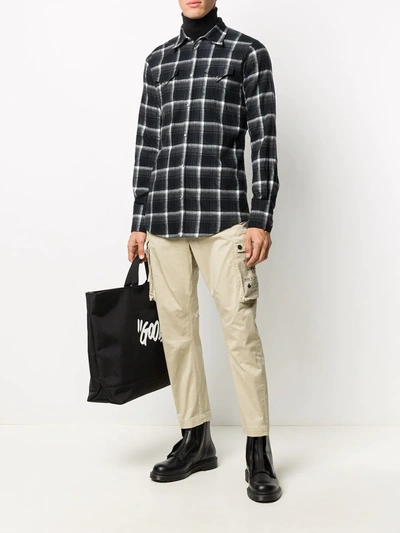 Shop Dsquared2 Slim-fit Checked Shirt In Black
