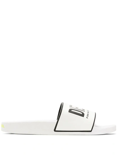 Shop Diesel Logo Slides In White