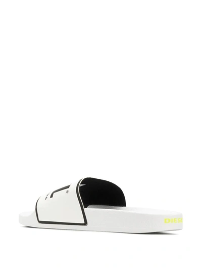 Shop Diesel Logo Slides In White