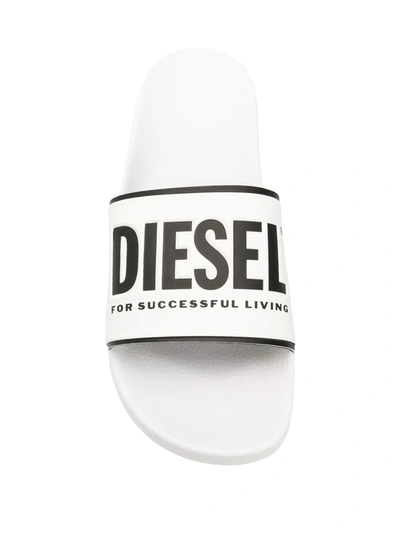 Shop Diesel Logo Slides In White