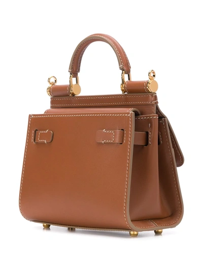 Shop Dolce & Gabbana Mini Sicily 58 Crossbody Bag In Brown