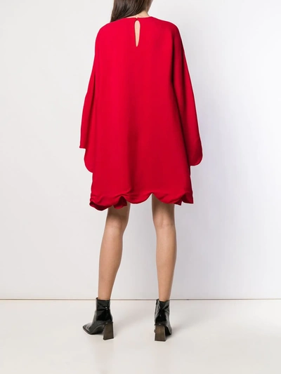 Shop Valentino Puffball Hem Short Dress In Red
