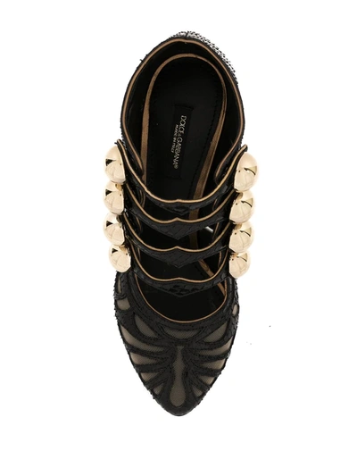 Shop Dolce & Gabbana Chunky-heel Sheer-panels Pumps In Black
