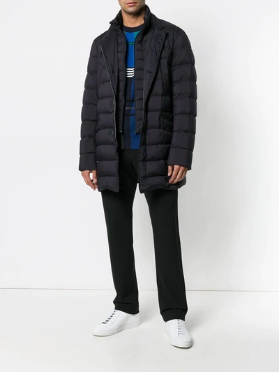 Shop Herno Padded Straight Fit Jacket In Blue