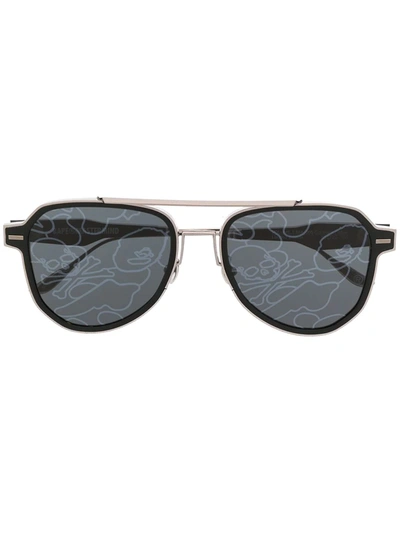 Shop A Bathing Ape Lens-decal Square Sunglasses In Black