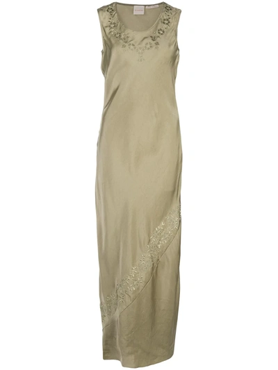 Shop Zanini Floral Embroidered Maxi Dress In Green