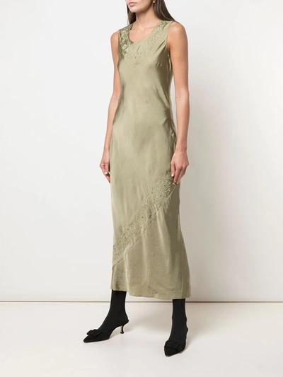 Shop Zanini Floral Embroidered Maxi Dress In Green