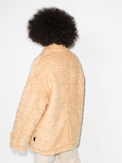 Palm Angels Faux-shearling Single-breasted Short Coat In Nude