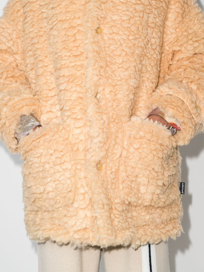 Palm Angels Faux-shearling Single-breasted Short Coat In Nude