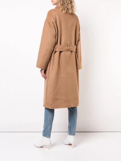 Shop Anine Bing Dylan Belted Double-breasted Coat In Neutrals