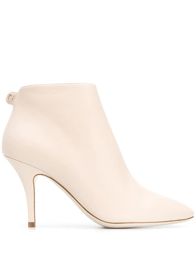 Ferragamo Joan Almond-toe Ankle Boots In Neutrals