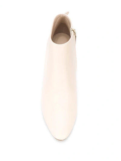 Ferragamo Joan Almond-toe Ankle Boots In Neutrals