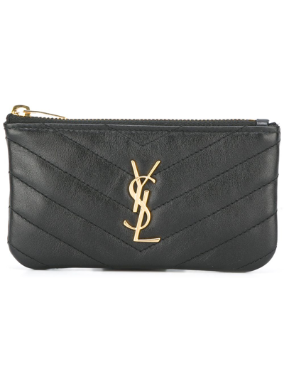 Shop Saint Laurent Monogram Key Pouch In Black