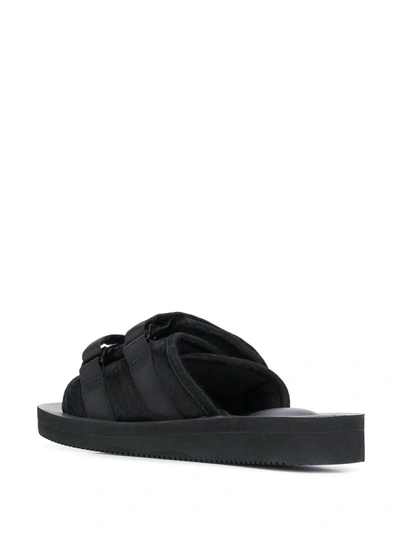 Suicoke Moto-vhl Shearling Trim Sandals In Black