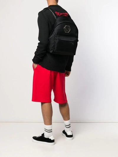 Shop Philipp Plein Satin-shell Backpack In Black