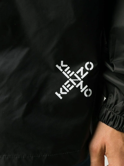Shop Kenzo Logo Print Windbreaker In Black