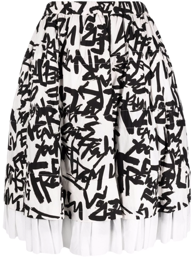 Comme Des Garçons Graffiti Print Layered Skirt In 黑色