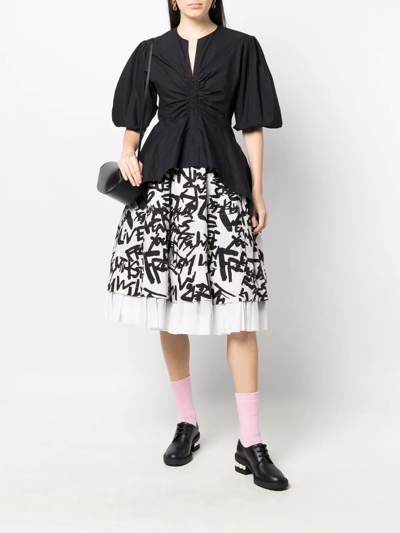 Comme Des Garçons Graffiti Print Layered Skirt In 黑色