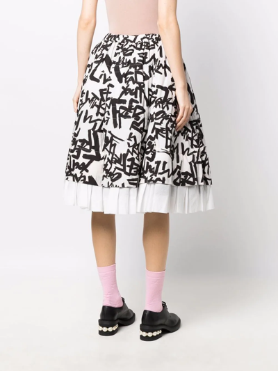 Comme Des Garçons Graffiti Print Layered Skirt In 黑色