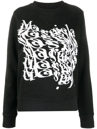 Shop Maison Margiela Logo Print Crew Neck Sweatshirt In Black