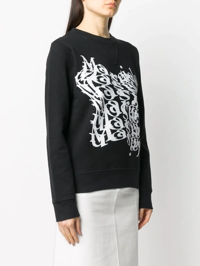 Shop Maison Margiela Logo Print Crew Neck Sweatshirt In Black