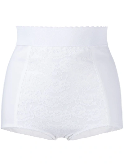 Shop Dolce & Gabbana Lace-panelled Briefs In White