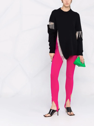 Attico Jamie Milano Knit Stirrup Pants In Pink